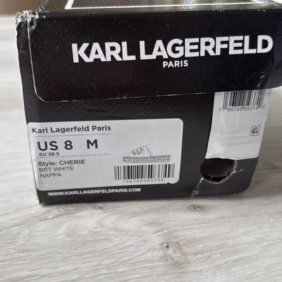 Karl Lagerfeld Logo Embroidery Platform Espadrille Women Cherie white size 8 NWT - Picture 4 of 9